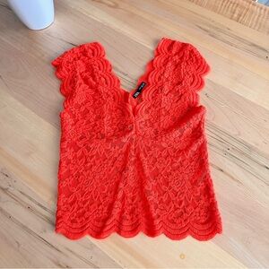 ZARA red lace top S